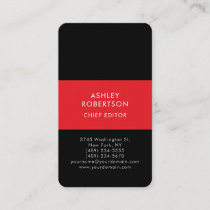 Zwart & Rood Modern Professioneel Minimalistisch E Visitekaartje