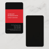 Zwart & Rood Modern Professioneel Minimalistisch E Visitekaartje (Voorkant / Achterkant)