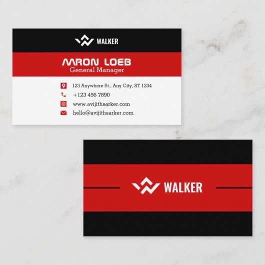 Zwart-rood, modern visitekaartje (Voorkant / Achterkant)