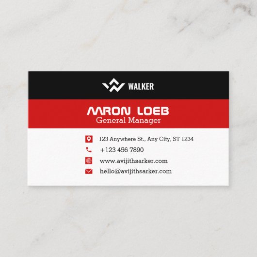 Zwart-rood, modern visitekaartje (Voorkant)