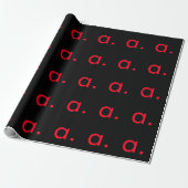 Zwart Rood Monogram Initiaal Letter Modern Eenvoud Cadeaupapier (Uitgerold)
