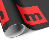 Zwart rood monogram initiaal letter modern effen cadeaupapier (Rol Hoek)
