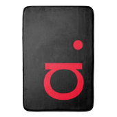 Zwart Rood Monogram Initiaal Letter Modern Plain Badmat (Voorkant Verticaal)