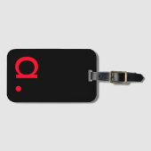 Zwart Rood Monogram Initiaal Letter Modern Plain Bagagelabel (Voorkant (horizontaal))