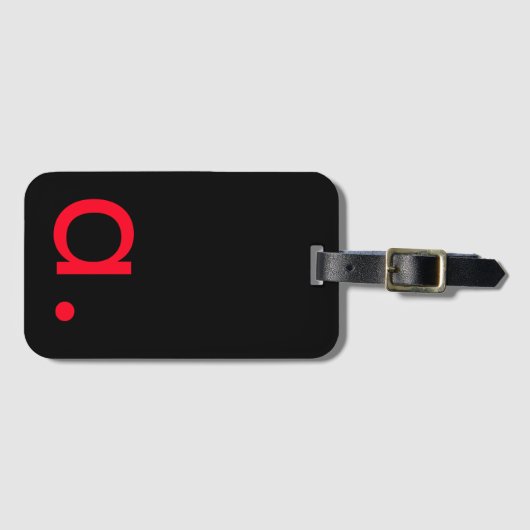 Zwart Rood Monogram Initiaal Letter Modern Plain Bagagelabel (Voorkant (horizontaal))