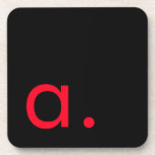Zwart Rood Monogram Initiaal Letter Modern Plain Bier Onderzetter (Voorkant)