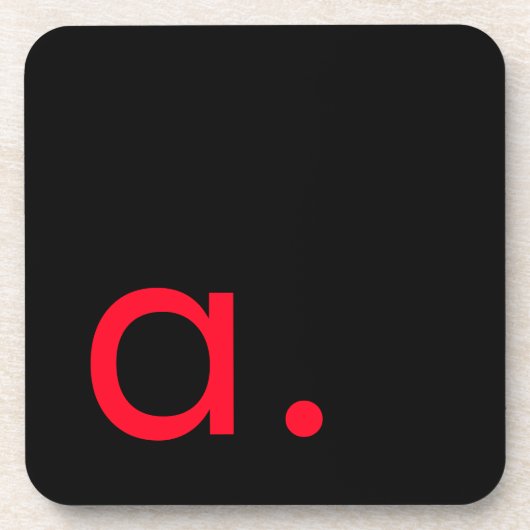 Zwart Rood Monogram Initiaal Letter Modern Plain Bier Onderzetter (Voorkant)