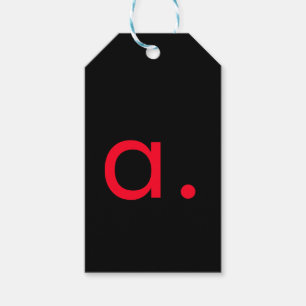 Zwart Rood Monogram Initiaal Letter Modern Plain Cadeaulabel