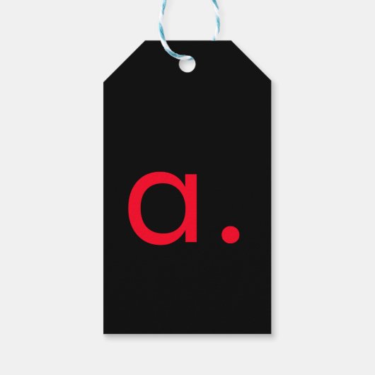 Zwart Rood Monogram Initiaal Letter Modern Plain Cadeaulabel (Achterkant)
