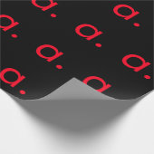 Zwart Rood Monogram Initiaal Letter Modern Plain Cadeaupapier (Hoek)
