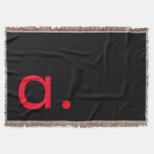 Zwart Rood Monogram Initiaal Letter Modern Plain Deken (Voorkant)