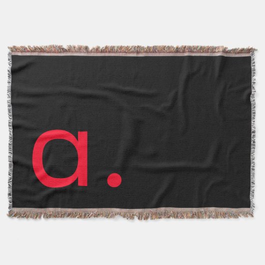 Zwart Rood Monogram Initiaal Letter Modern Plain Deken (Voorkant)
