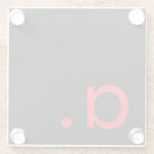 Zwart Rood Monogram Initiaal Letter Modern Plain Glazen Onderzetter (Achterkant)