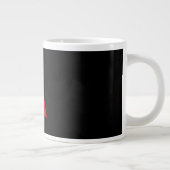 Zwart Rood Monogram Initiaal Letter Modern Plain Grote Koffiekop (Rechts)