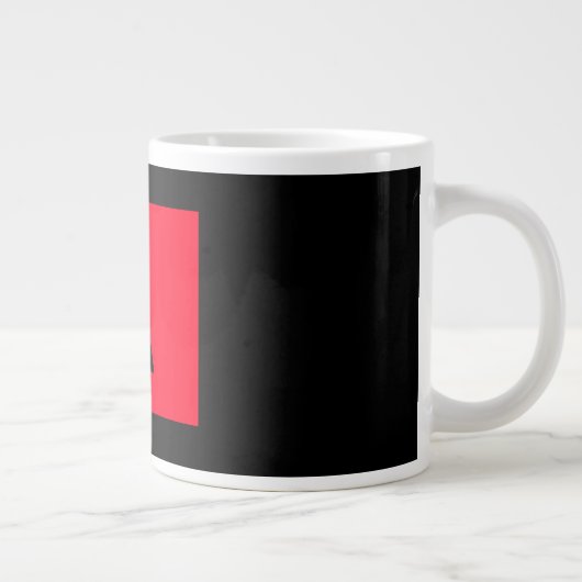 Zwart Rood Monogram Initiaal Letter Modern Plain Grote Koffiekop (Rechts)