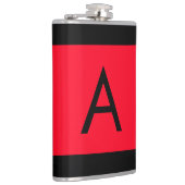 Zwart Rood Monogram Initiaal Letter Modern Plain Heupfles (Rechts)