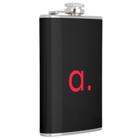 Zwart Rood Monogram Initiaal Letter Modern Plain Heupfles (Rechts)