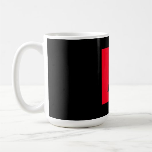 Zwart Rood Monogram Initiaal Letter Modern Plain Koffiemok (Links)