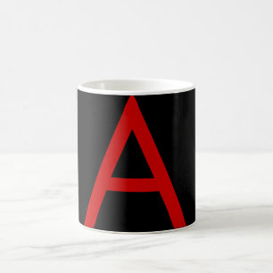 Zwart Rood Monogram Initiaal Letter Modern Plain Koffiemok