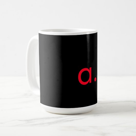 Zwart Rood Monogram Initiaal Letter Modern Plain Koffiemok (Voorkant links)
