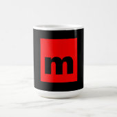 Zwart Rood Monogram Initiaal Letter Modern Plain Koffiemok (Center)