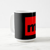 Zwart Rood Monogram Initiaal Letter Modern Plain Koffiemok (Voorkant links)