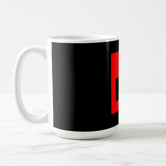 Zwart Rood Monogram Initiaal Letter Modern Plain Koffiemok (Links)