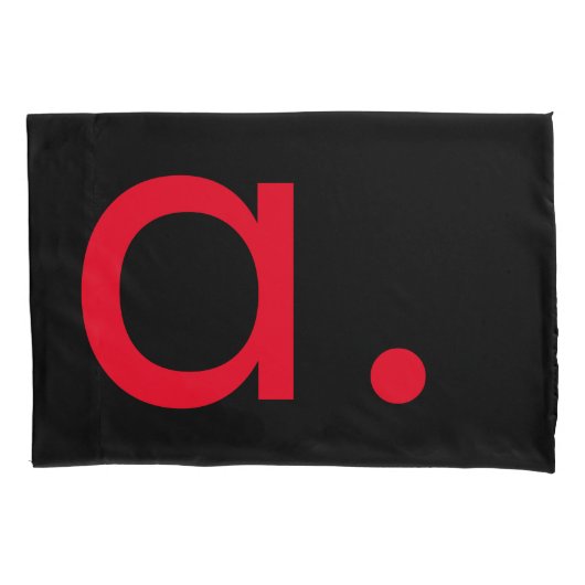 Zwart Rood Monogram Initiaal Letter Modern Plain Kussensloop (Voorkant)