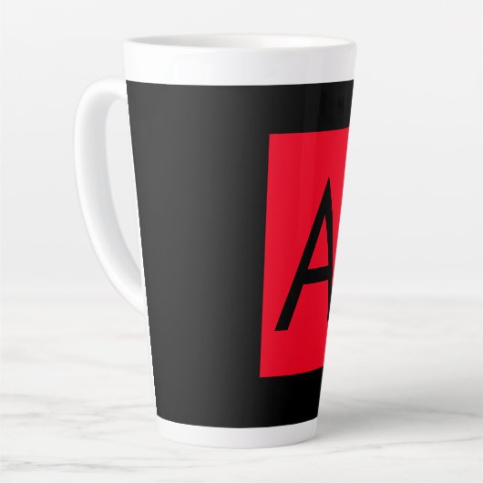 Zwart Rood Monogram Initiaal Letter Modern Plain Latte Mok (Linkerhoek)