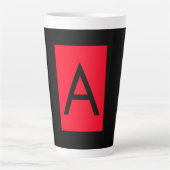Zwart Rood Monogram Initiaal Letter Modern Plain Latte Mok (Voorkant)