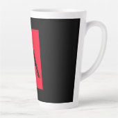 Zwart Rood Monogram Initiaal Letter Modern Plain Latte Mok (Rechts)