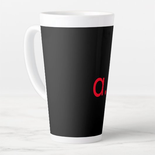 Zwart Rood Monogram Initiaal Letter Modern Plain Latte Mok (Linkerhoek)