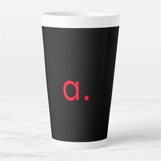 Zwart Rood Monogram Initiaal Letter Modern Plain Latte Mok (Voorkant)
