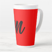 Zwart Rood Monogram Initiaal Letter Modern Plain Latte Mok (Rechterhoek)