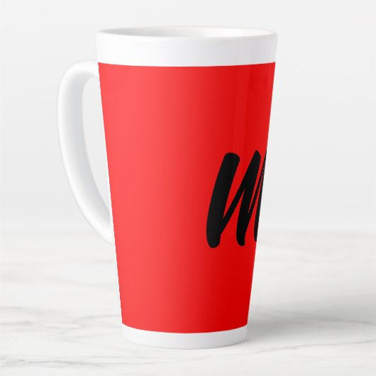 Zwart Rood Monogram Initiaal Letter Modern Plain Latte Mok (Linkerhoek)