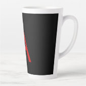 Zwart Rood Monogram Initiaal Letter Modern Plain Latte Mok (Rechts)