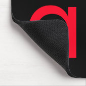 Zwart Rood Monogram Initiaal Letter Modern Plain Muismat (Hoek)