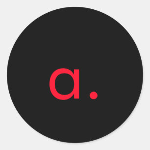 Zwart Rood Monogram Initiaal Letter Modern Plain Ronde Sticker