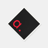 Zwart Rood Monogram Initiaal Letter Modern Plain Servet (Hoek)