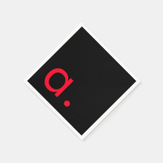 Zwart Rood Monogram Initiaal Letter Modern Plain Servet (Hoek)
