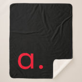 Zwart Rood Monogram Initiaal Letter Modern Plain Sherpa Deken (Voorkant)