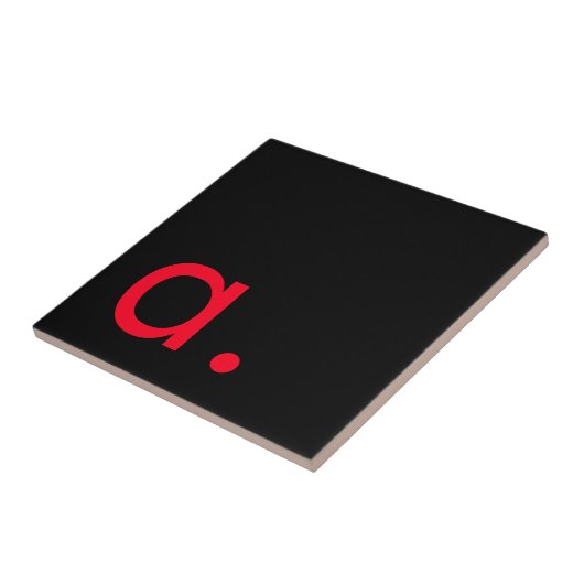 Zwart Rood Monogram Initiaal Letter Modern Plain Tegeltje (Zijkant)