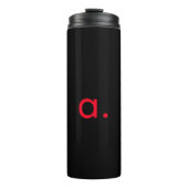Zwart Rood Monogram Initiaal Letter Modern Plain Thermosbeker (Voorkant)