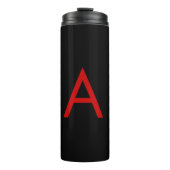 Zwart Rood Monogram Initiaal Letter Modern Plain Thermosbeker (Voorkant)