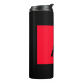 Zwart Rood Monogram Initiaal Letter Modern Plain Thermosbeker (Gedraaid links)