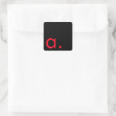 Zwart Rood Monogram Initiaal Letter Modern Plain Vierkante Sticker (Tas)