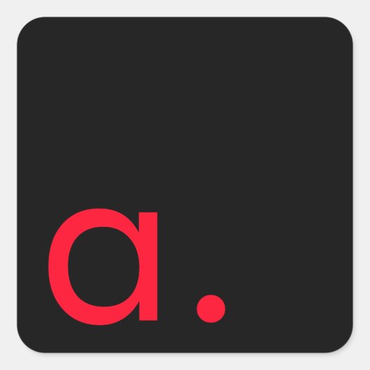Zwart Rood Monogram Initiaal Letter Modern Plain Vierkante Sticker (Voorkant)