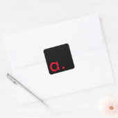 Zwart Rood Monogram Initiaal Letter Modern Plain Vierkante Sticker (Envelop)