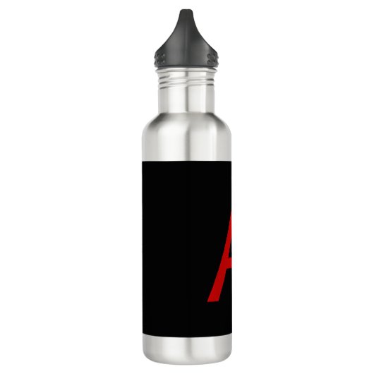 Zwart Rood Monogram Initiaal Letter Modern Plain Waterfles (Links)