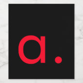 Zwart Rood Monogram Initiaal Letter Modern Plain Wijn Etiket (Enkel label)